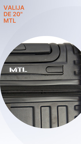 Valija Carry On 20 Pulgadas Mtl Abs Rígida Color Negro Ruedas Dobles 360° Liviana Resistente Equipaje De Mano Diseño Moderno Candado Tsa Organización Eficiente Ideal Viajes Negocios Placer Reforzada