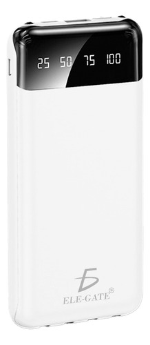 Power Bank 10000mah Batería Portátil Pantalla Led 3 Entradas Color Blanco