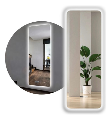 Espejo Touch Cuerpo Completo Con Luz Led Anti-fog Hora Baño 140x50cm