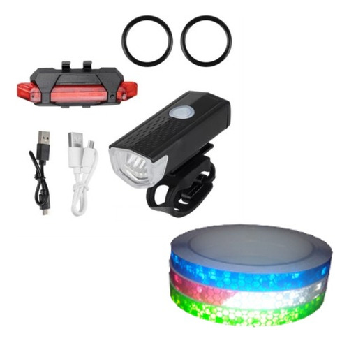 Kit 2 Luces Recargables Y 2 Cintas Adhesivas Reflectantes