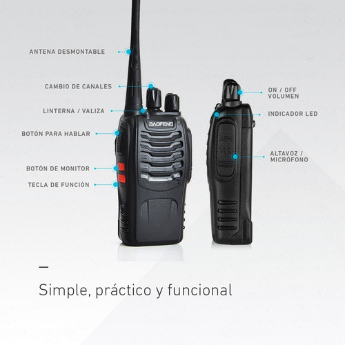 Imagen 7 de 10 de Kit X 4 Handy Baofeng Radio Walkie Talkie Bf888s 16ch - Uhf