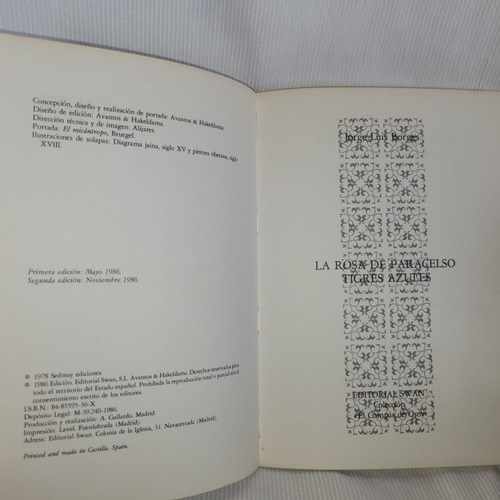 Imagen 4 de 9 de La Rosa De Paracelso Y Tigres Azules Jorge Luis Borges Swam