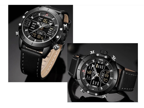 Relógio Naviforce Dual Time Pulseira Em Couro