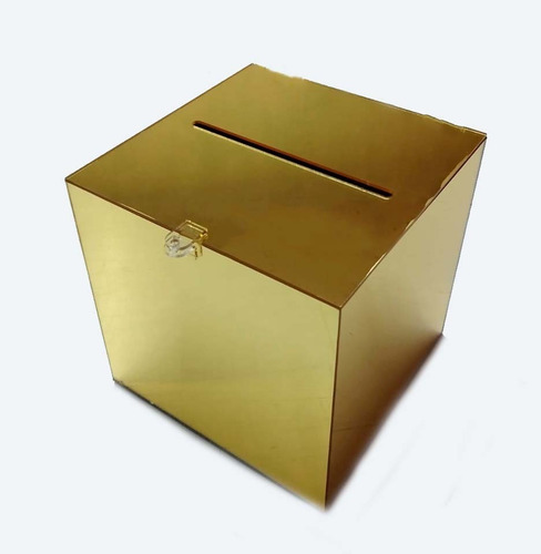 Caja Sobres Acrílico Espejo Oro 20x20x20 Cm Bodas Y Eventos