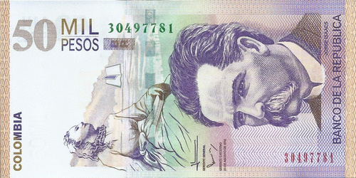 Colombia 50000 Pesos 25  Agosto 2012