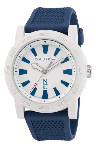 ~? Nautica N83 Reloj De Correa De Fibra De Pu De Trigo Azul 