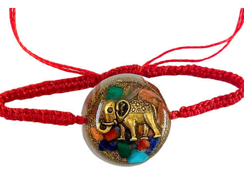 Pulsera Orgon Elefante Con Piedras 7 Chackras- Ajustable