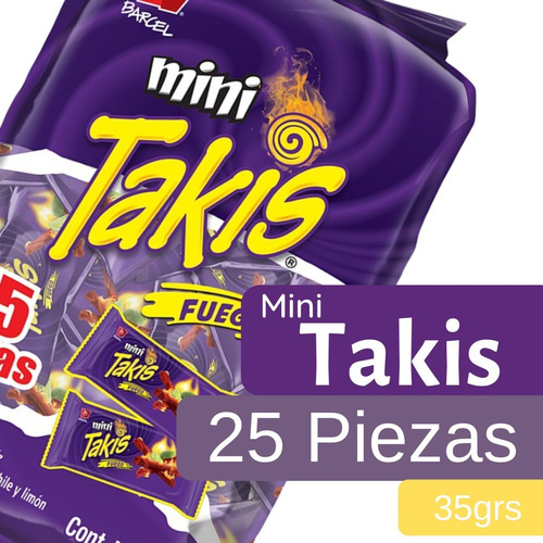 Mini Takis Fuego 25 Pack Barcel Botana De Maiz Chile Y Limón