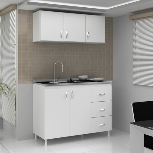Imagem 1 de 6 de Cozinha Completa 2 Peças Evidência Móveis Branco Hj