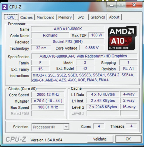 Procesador Amd A10 6800k 4.4ghz Fm2 Pc (Usado)