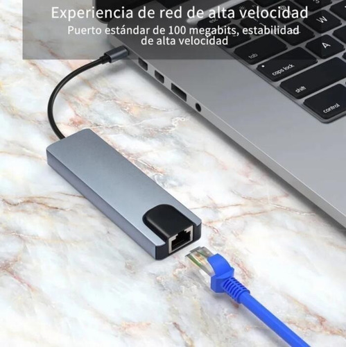 R Adaptador De Hub Tipo C 5 En 1 Hdmi, 2x Usb, Lan