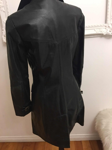 Tapado Abrigo Cuero Prune Negro T S Palermo Microcentro