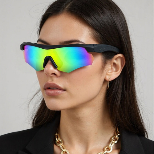Lentes Tácticos Militares Para Hombre Ciclismo Y Aire Libre Lente Rainbow Varilla Negro Armazón Negro Diseño Black Rainbow