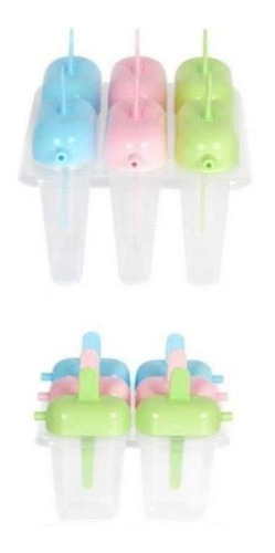 Set De 6 Moldes Plásticos Helados Paletas Colores