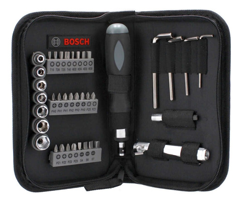 Bosch (017-511) Juego De Puntas Y Dados C/desarmador 38 Pzas
