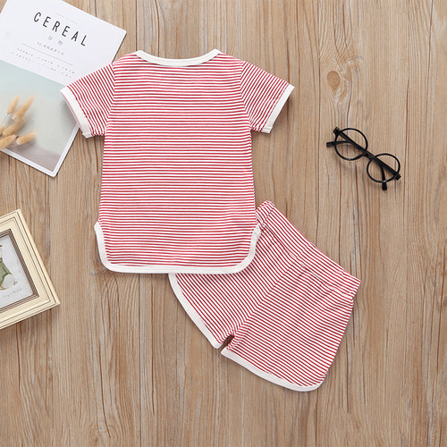 Conjunto De Ropa De 2 Piezas De Blusas A Rayas Para Niñas Y