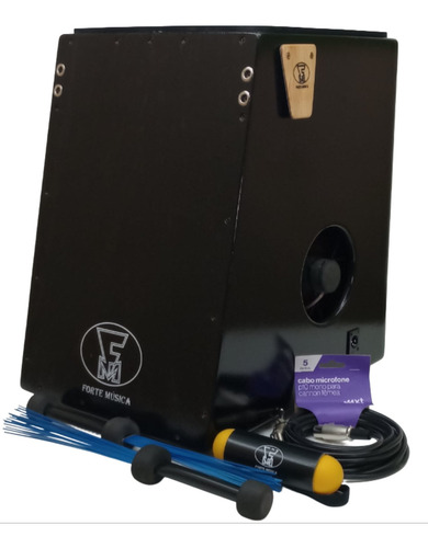Cajon Elétrico Duplo F.m. Percussão+acessórios+cabo Audio