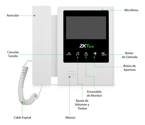 Kit Videoportero Analógico Zkteco Vdpo4-b4 Kit Monitor