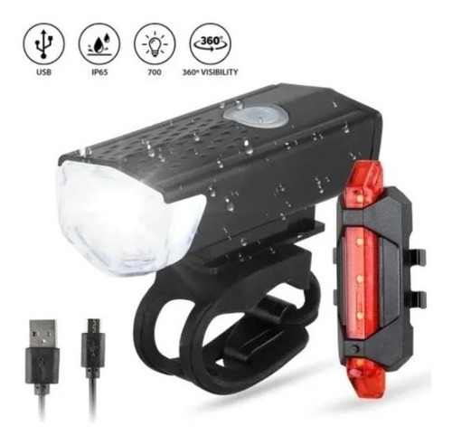 Faros Luces De Bicicleta Delantera Y Trasera Usb Recargables