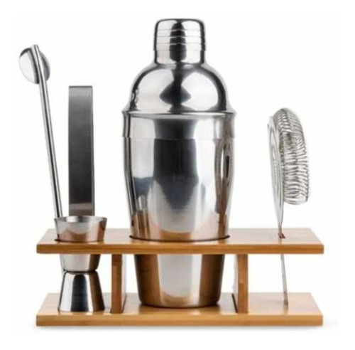 Set Kit Bartender Barman Coctelera Tragos Bebidas Acero Inox