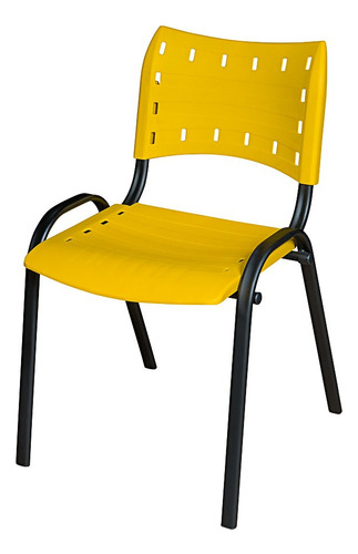 Cadeira Iso Kit 10 Peças Base Preto Cores Variadas Cor Amarelo