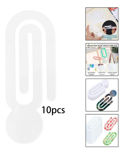10x Clips De Papel En Acrílico 12,7 Cm X 4,8 Cm