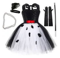 Comprar F Disfraces For Niñas Bruja Blanca Y Negra Bruja Cruela Conjuntos De Disfraces De Cosplay Vestidos Collares Mangas Sombreros Disfraces De Escenario