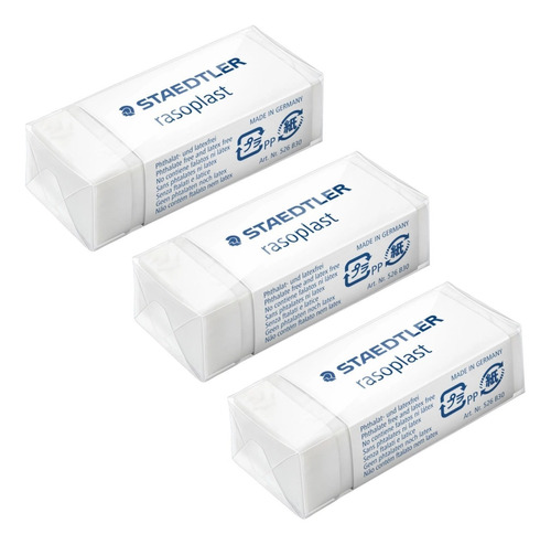 3 Goma Borrar Lapiz Staedtler Rasoplast Blanca 526 B30