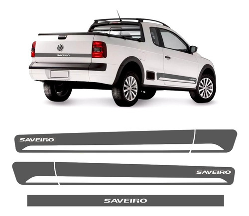 Imagem 1 de 5 de Kit Faixas Saveiro G5 G6 Adesivo Lateral E Traseiro