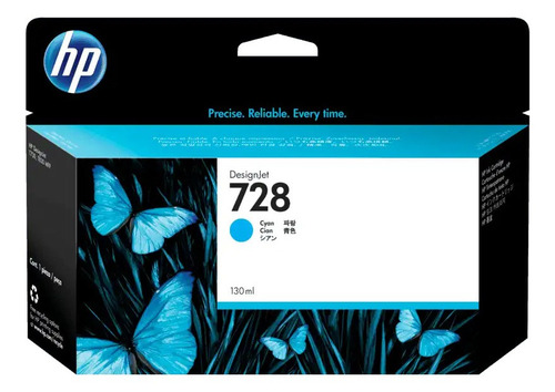 Cartucho De Tinta Hp 728 Cian Designjet De 130 Ml