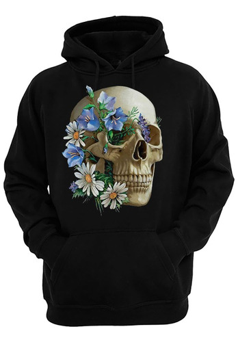 Sudadera Hoodie Macabra Con Calavera Y Flores Skull Flowers