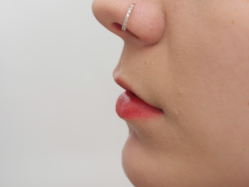 Piercing De Orelha Ou Nariz Argola Com Pedras Prata 925 Cor Prateado