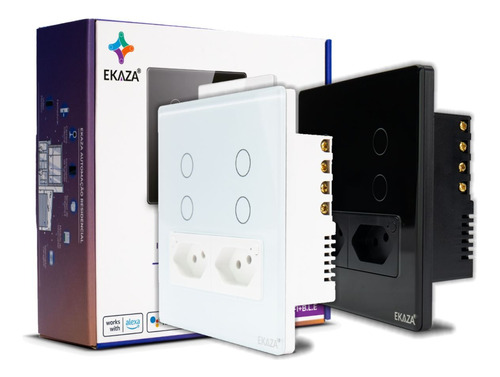 Interruptor 4 Botões E Tomada 4x4 Wifi 2.5d Ekaza Ekat T3075