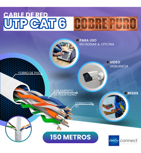 Cable Utp Cat 6 150m Xcase Cobre Puro Blanca