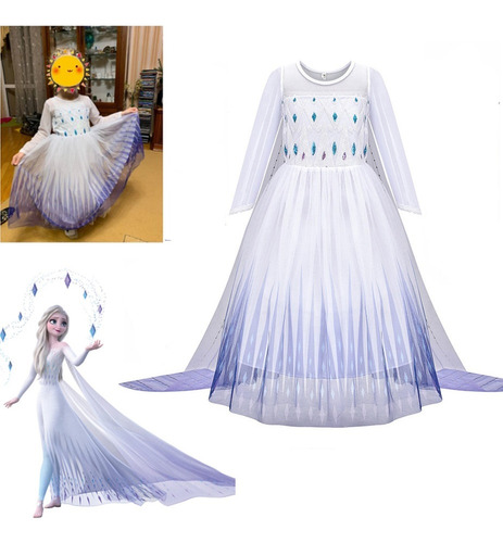 Vestido De Halloween Elsa Queen Blue Bling Snow Cospl .