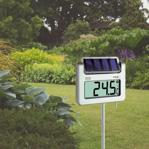 Termômetro De Jardim Digital Com Painel Solar Tfa