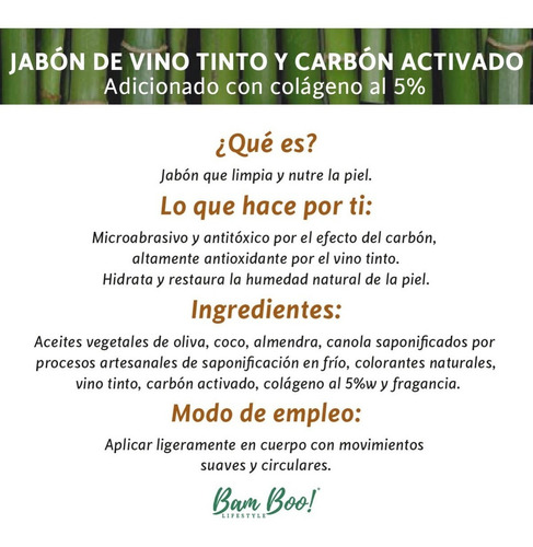 Imagen 5 de 5 de Jabón Vino Tinto & Carbón Activado Con Colágeno 100 Gr