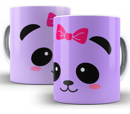 Caneca Panda Pandinha Fofo Desenho Colorido Porcelana 03