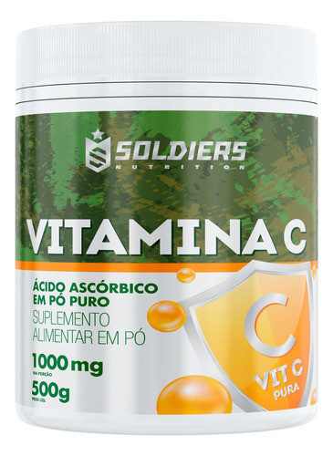 Vitamina C em Pó - Ácido Ascóbico 500g - 100% Puro - Soldiers Nutrition