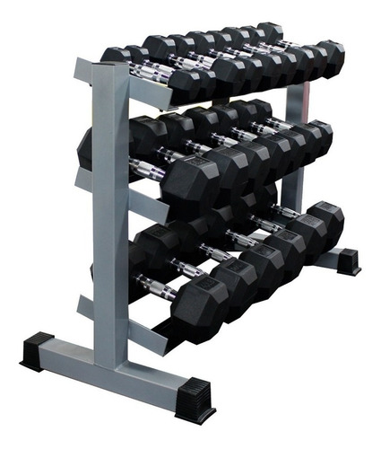 Rack Con 10 Pares De Mancuerna Hexagonal Ahulada 5-50lb Msi