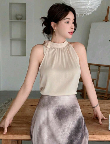 Blusa Elegante Cuello Halter Moño Anudado