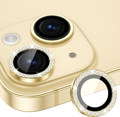 Protector De Lente Xfilm P/ iPhone 15, Amarillo Y Diamantes