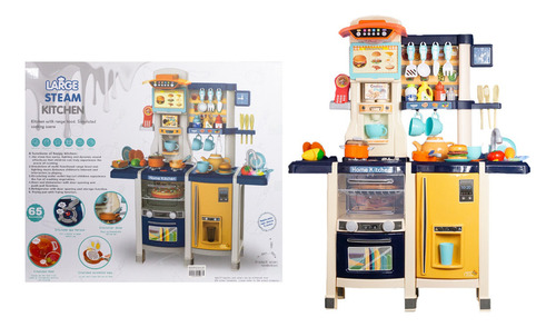 Cocina Cocinita Infantil Luz, Sonido Y Agua 65 Piezas Color Azul