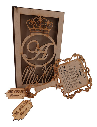35 Invitaciones De Espejo Grabado Y Cajita De Madera Mdf