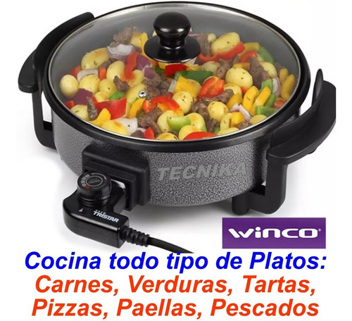 Imagen 3 de 10 de Sarten Eléctrica Olla Multicocina Pizzera Winco W52 * Outlet