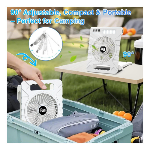 Ventilador Portátil De Batería Huiniu Recargable Con Led, De