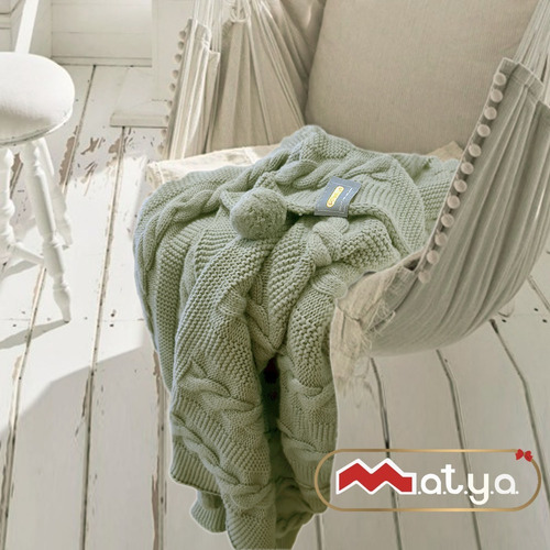 Imagen 1 de 7 de Manta/ Pie De Cama Pompon 100% Algodon (matya) 115x160 Cm