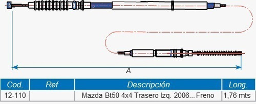 Imagen 3 de 3 de Guaya Freno De Mano Mazda Bt-50 4x4 Trasero Izquierdo 06