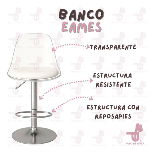 Silla Banco Bar Cocina Transparente Giratorio Ajustable 2 Pz