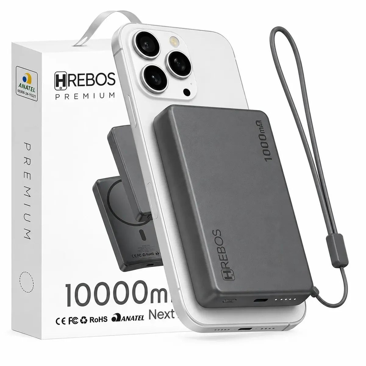 Power Bank 10000mah Carregador Portátil Indução Magnético Magsafe Sem Fio Carga Rápida Universal Android e IOS Premium